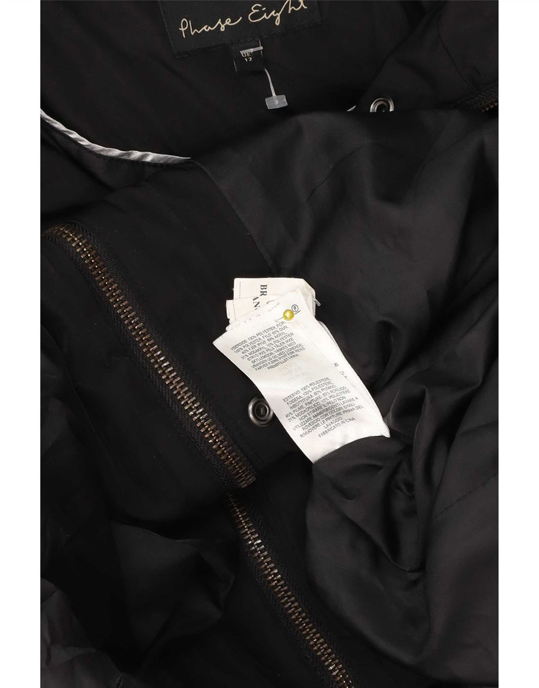 Cappotto imbottito oversize con cappuccio da donna Phase Eight UK 12 medio nero
