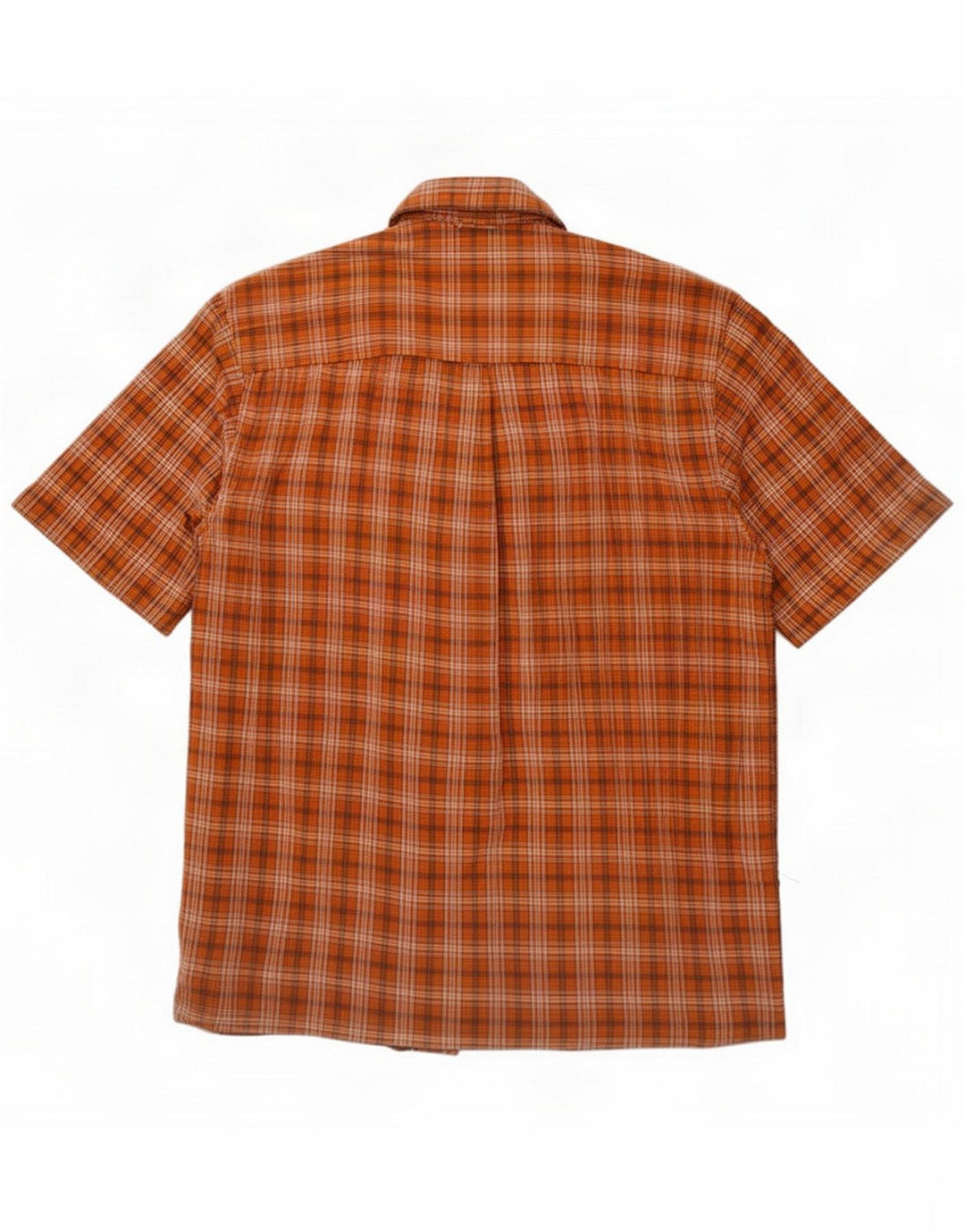 Eddie Bauer Camicia a maniche corte da uomo in cotone a quadri arancione medio