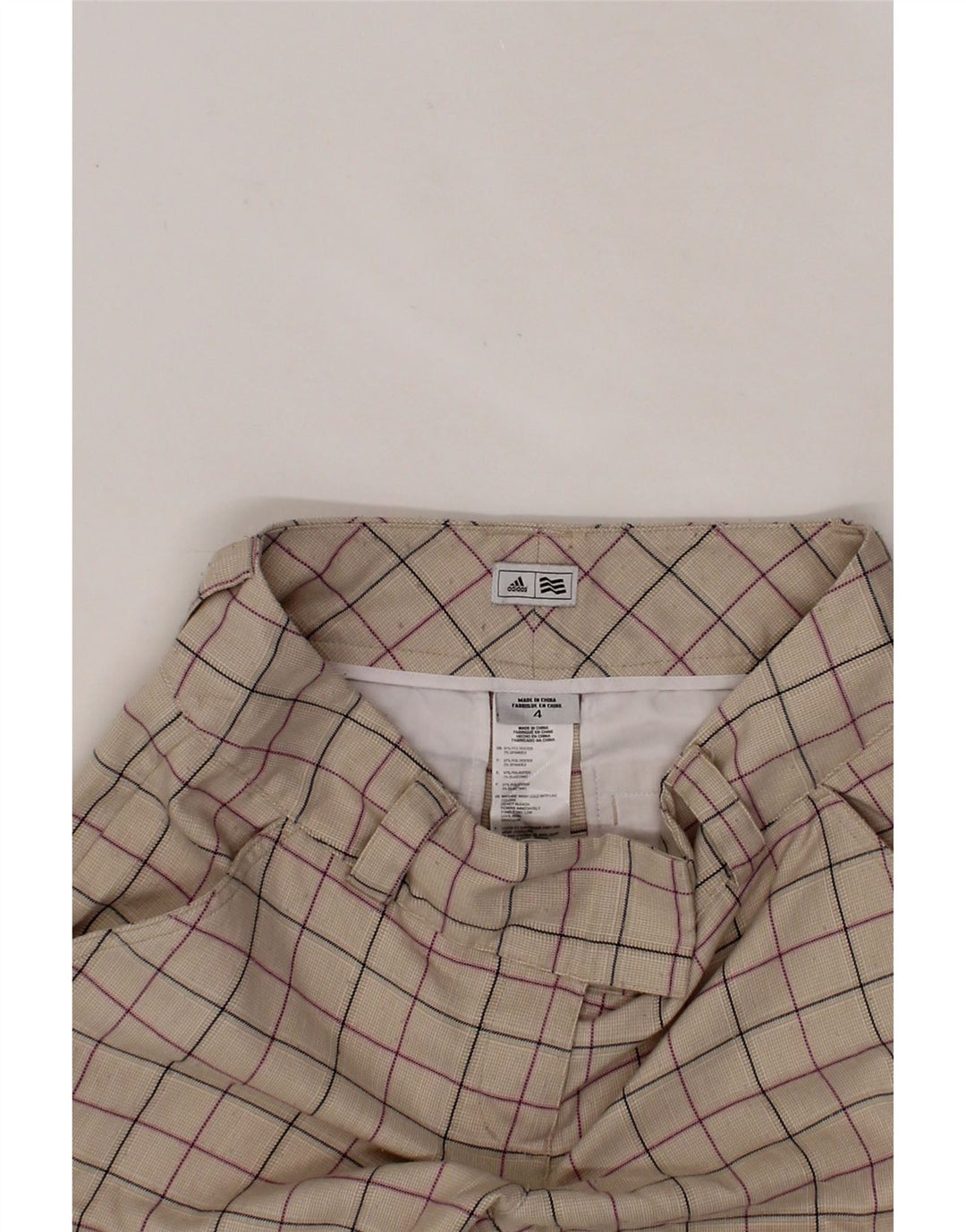 ADIDAS Womens Bermuda Chino Shorts US 4 Small W30  Beige Check Polyester Vintage Adidas and Second-Hand Adidas from Messina Hembry 