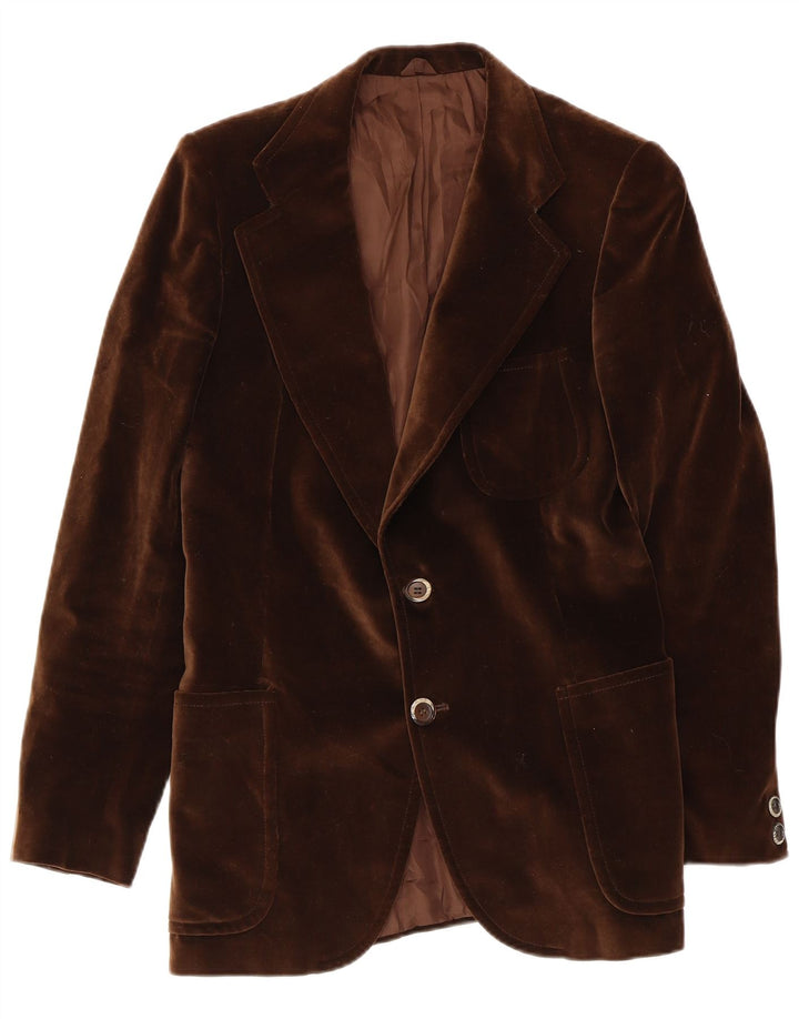 Giacca vintage da uomo in velluto a 2 bottoni in velluto UK 36 piccola marrone
