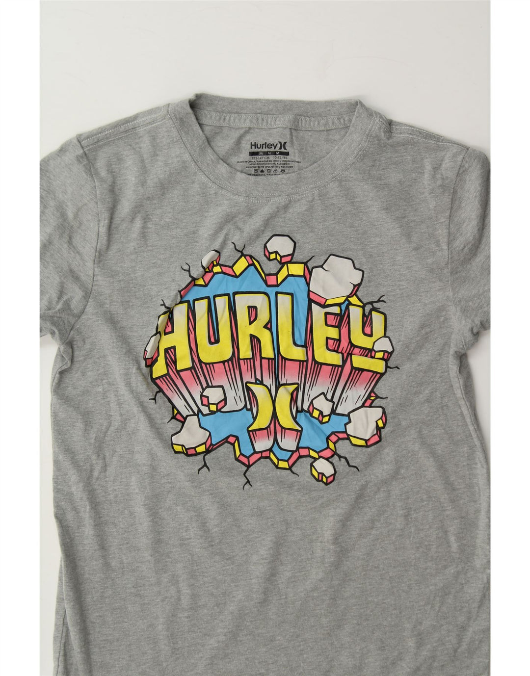 HURLEY Boys Graphic T-Shirt Top 10-11 Years Medium Grey Cotton Vintage Hurley and Second-Hand Hurley from Messina Hembry 
