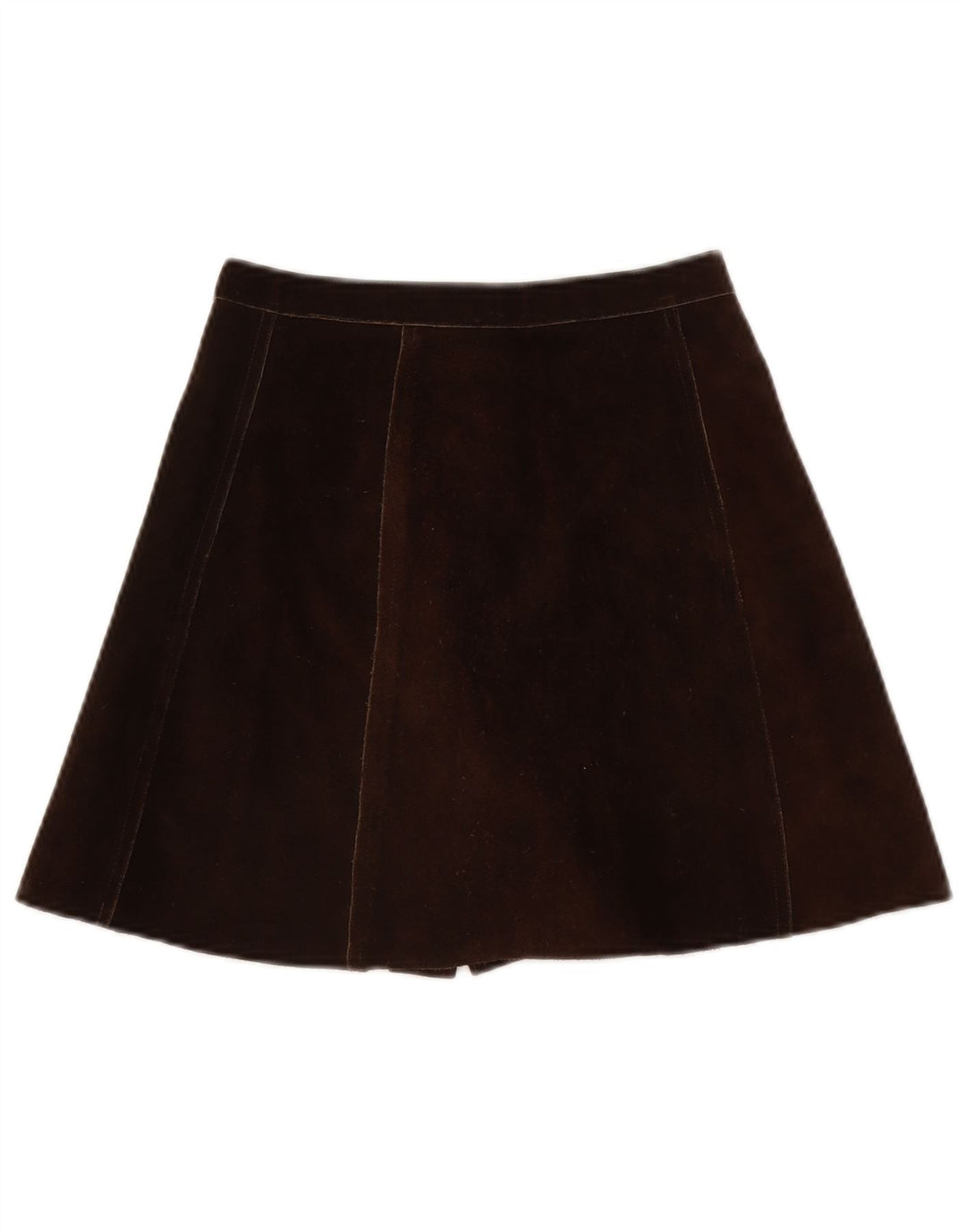 Minigonna vintage da donna in pelle scamosciata W26 piccola marrone