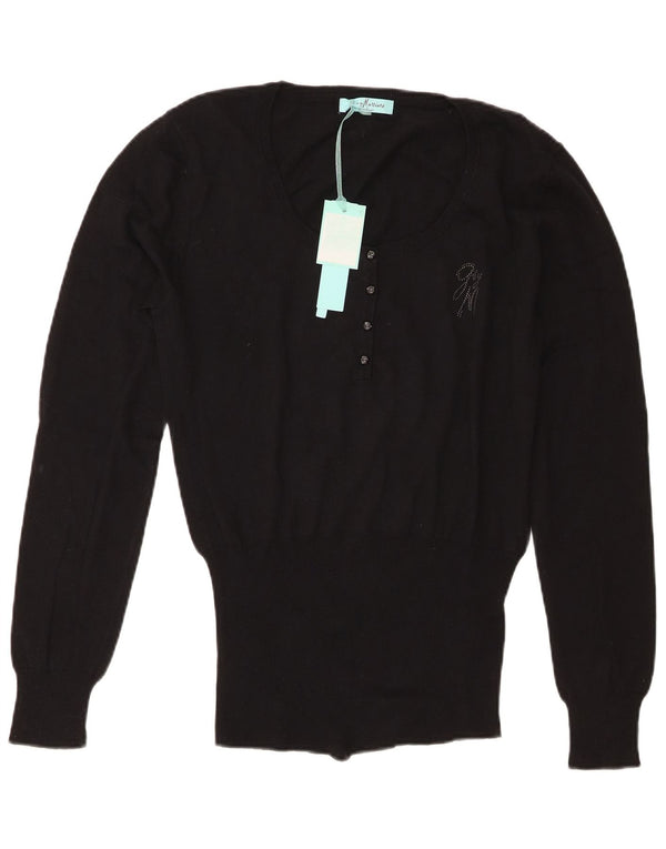 Guess By Marciano Maglione da donna con scollo a barca US 4 Small in cotone nero