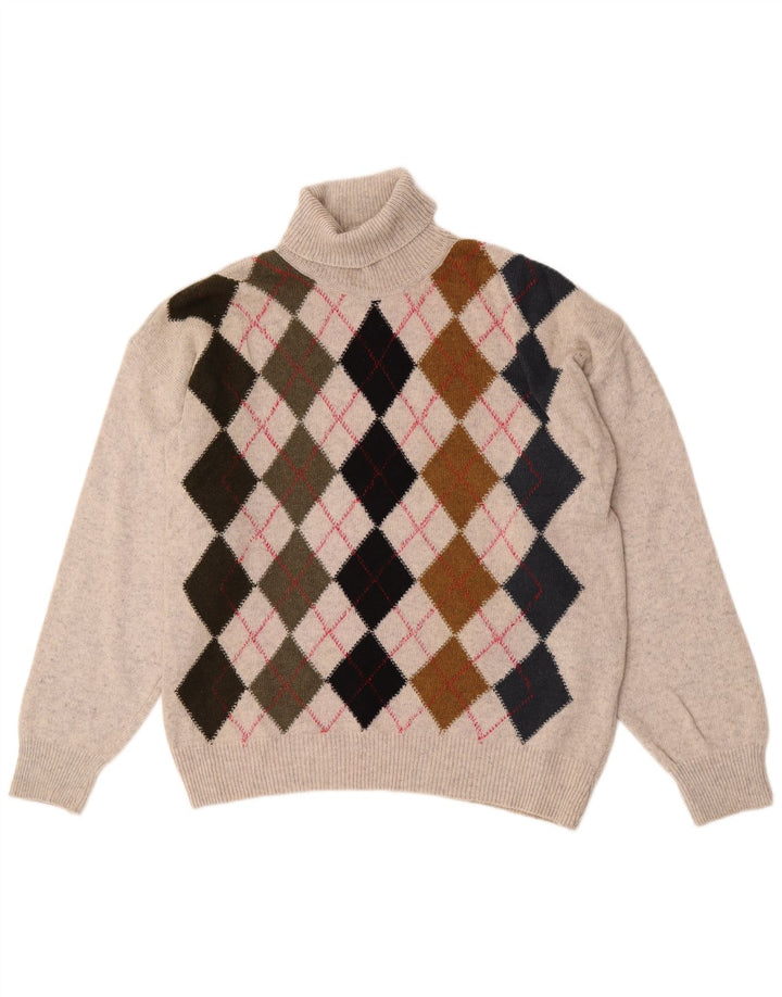 Maglione maglione da uomo a collo alto Tom Tino IT 50 grigio medio a rombi/diamante