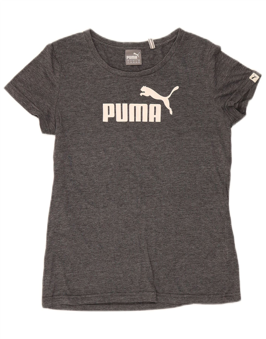 T-shirt grafica da donna Puma UK 10 piccola in poliestere chiazzato grigio