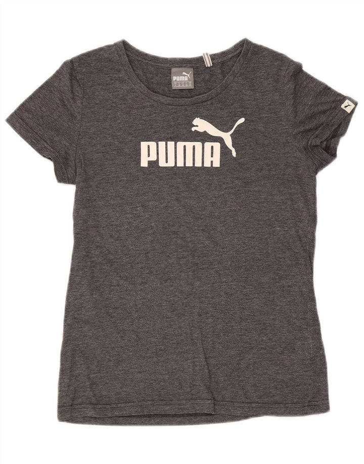 T-shirt grafica da donna Puma UK 10 piccola in poliestere chiazzato grigio