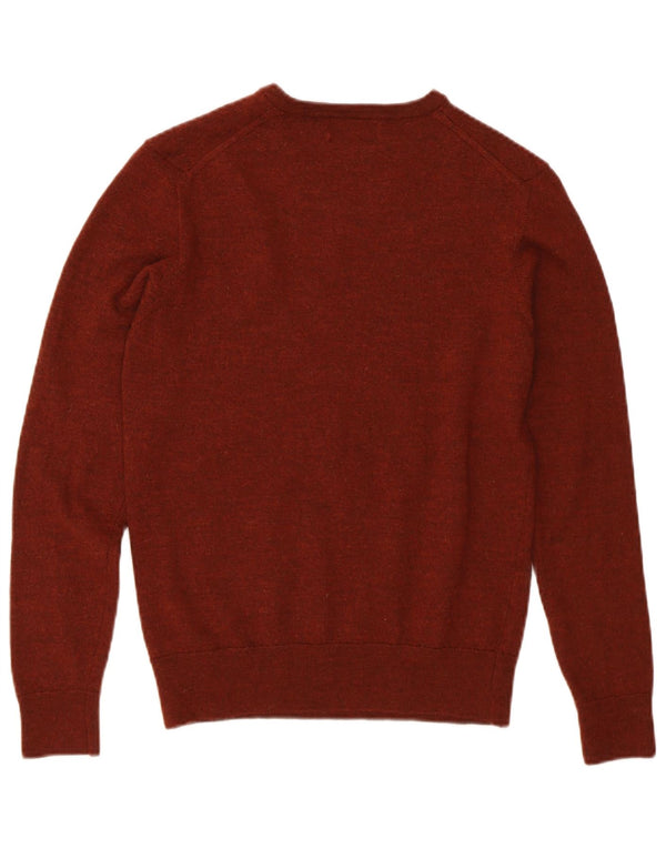 ZARA Maglione Corto da Donna con Scollo a V UK 12 Lana Marrone Medio