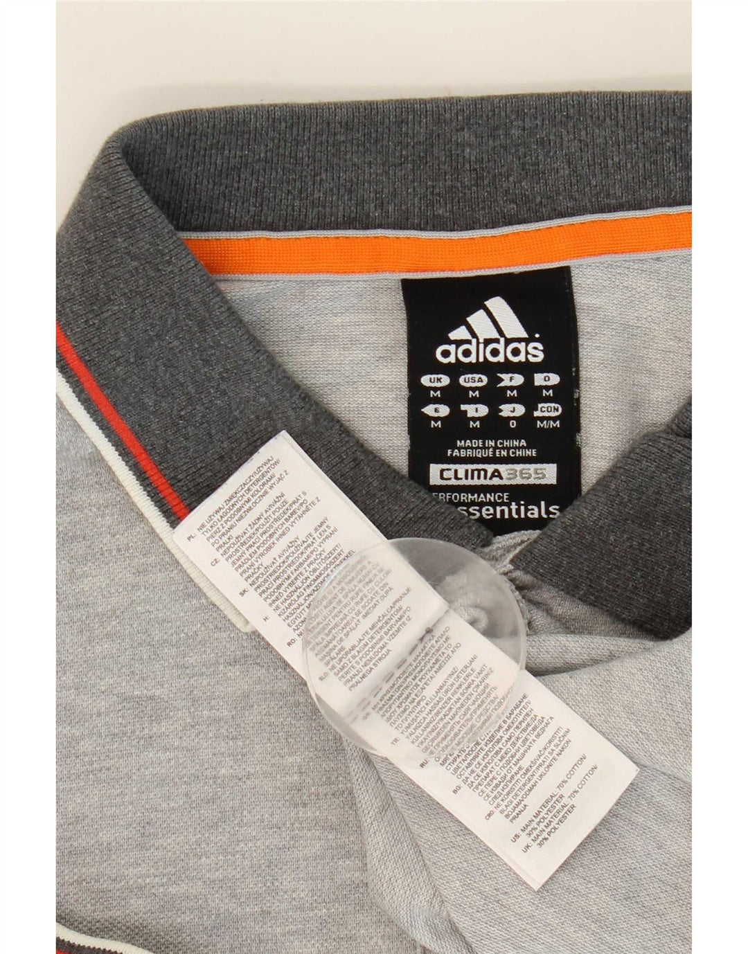 Polo Adidas Clima 365 da uomo in cotone grigio medio