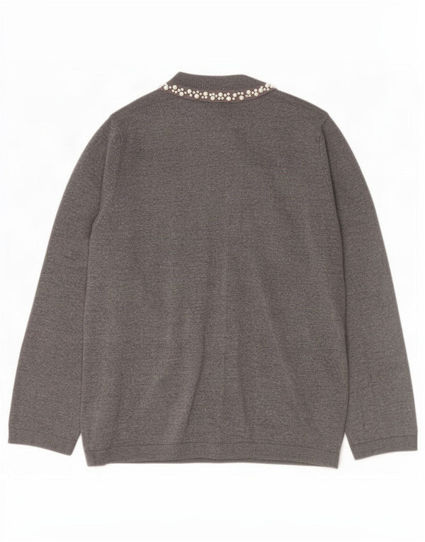 Maglione cardigan da donna Zara UK 14 grande grigio