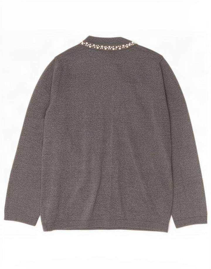 Maglione cardigan da donna Zara UK 14 grande grigio