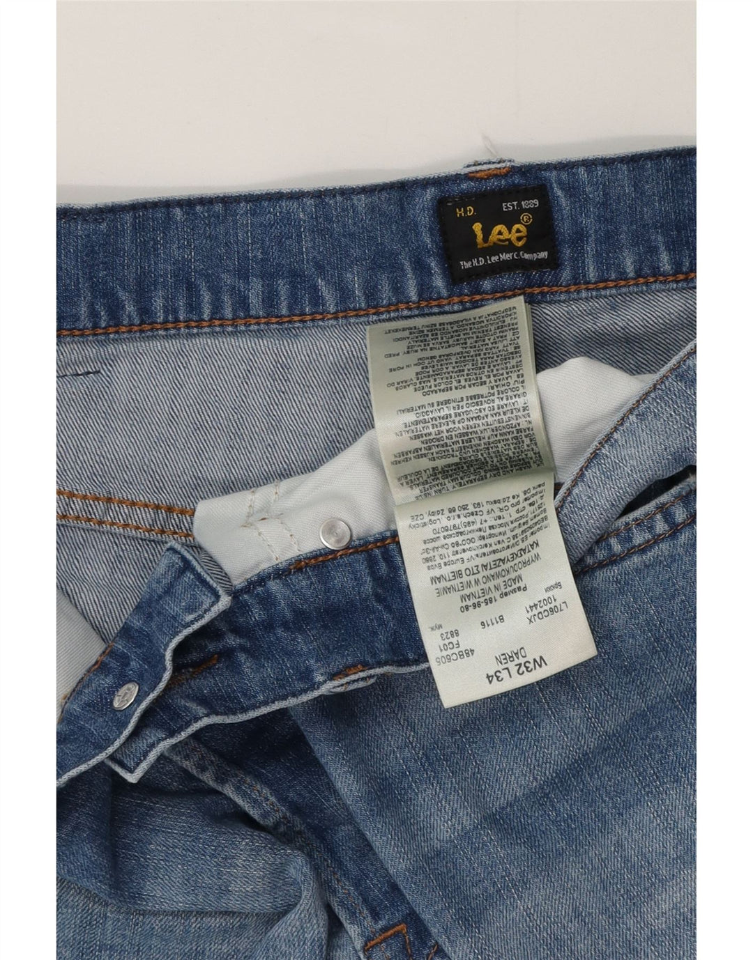 Jeans dritti da uomo Lee Daren W32 L34 cotone blu