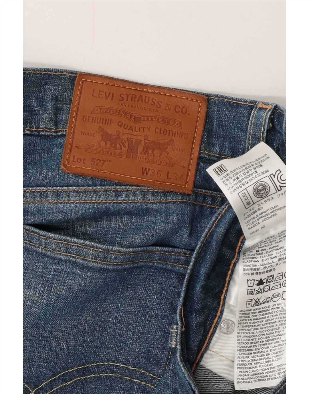 Levi's Uomo 527 Jeans Bootcut W36 L30 Cotone Blu