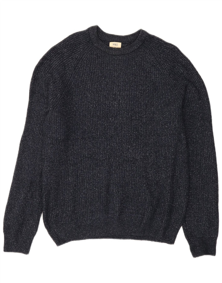 Maglione da uomo Marks & Spencer con scollo a barca medio blu navy screziato