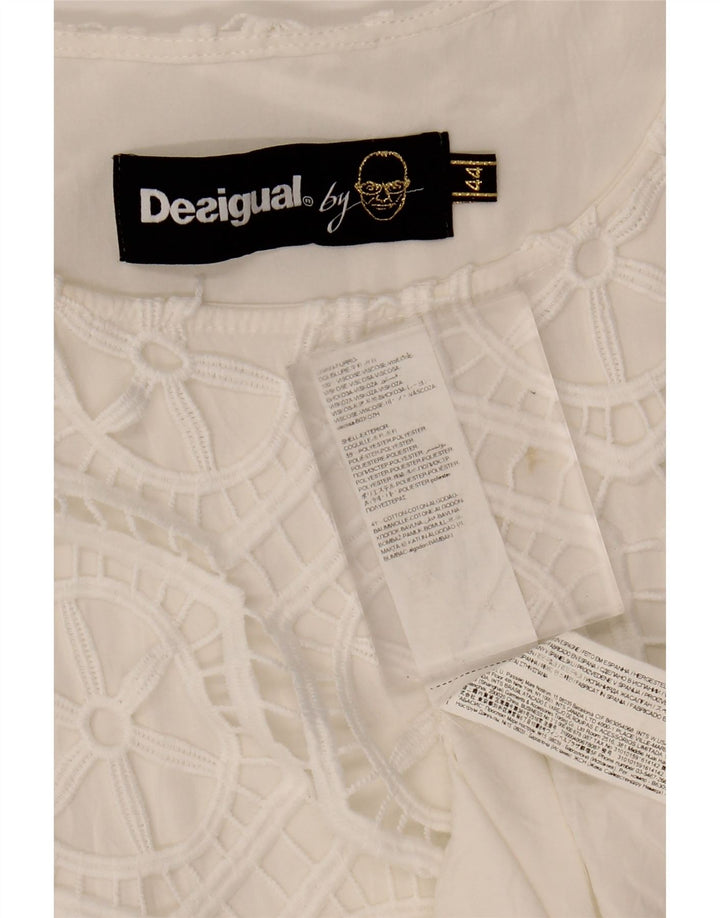 DESIGUAL Womens Sleeveless Basic Dress EU 44 XL White Floral Polyester