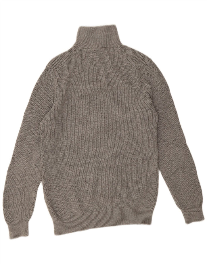Maglione Zara da uomo con zip e collo in cotone grigio medio