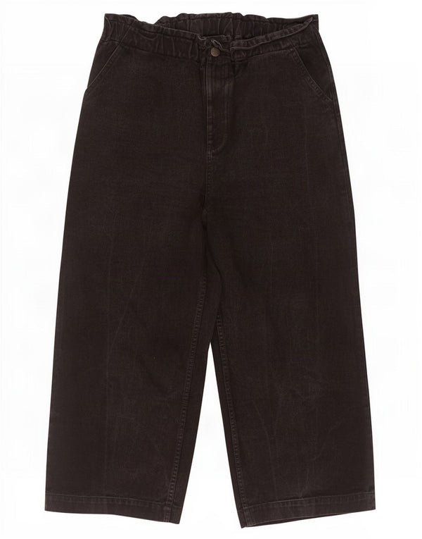 Lucy & Yak Jeans da donna a gamba larga a vita alta UK 16 Large W36 L26 Nero