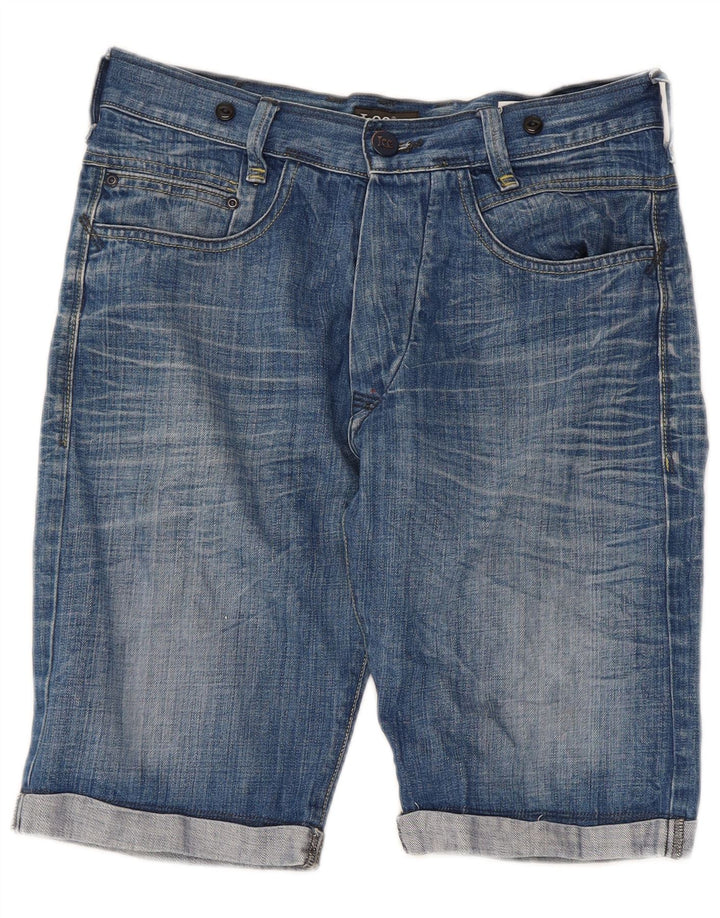 Pantaloncini di jeans da uomo verdi Cinch Lee W29 piccoli in cotone blu