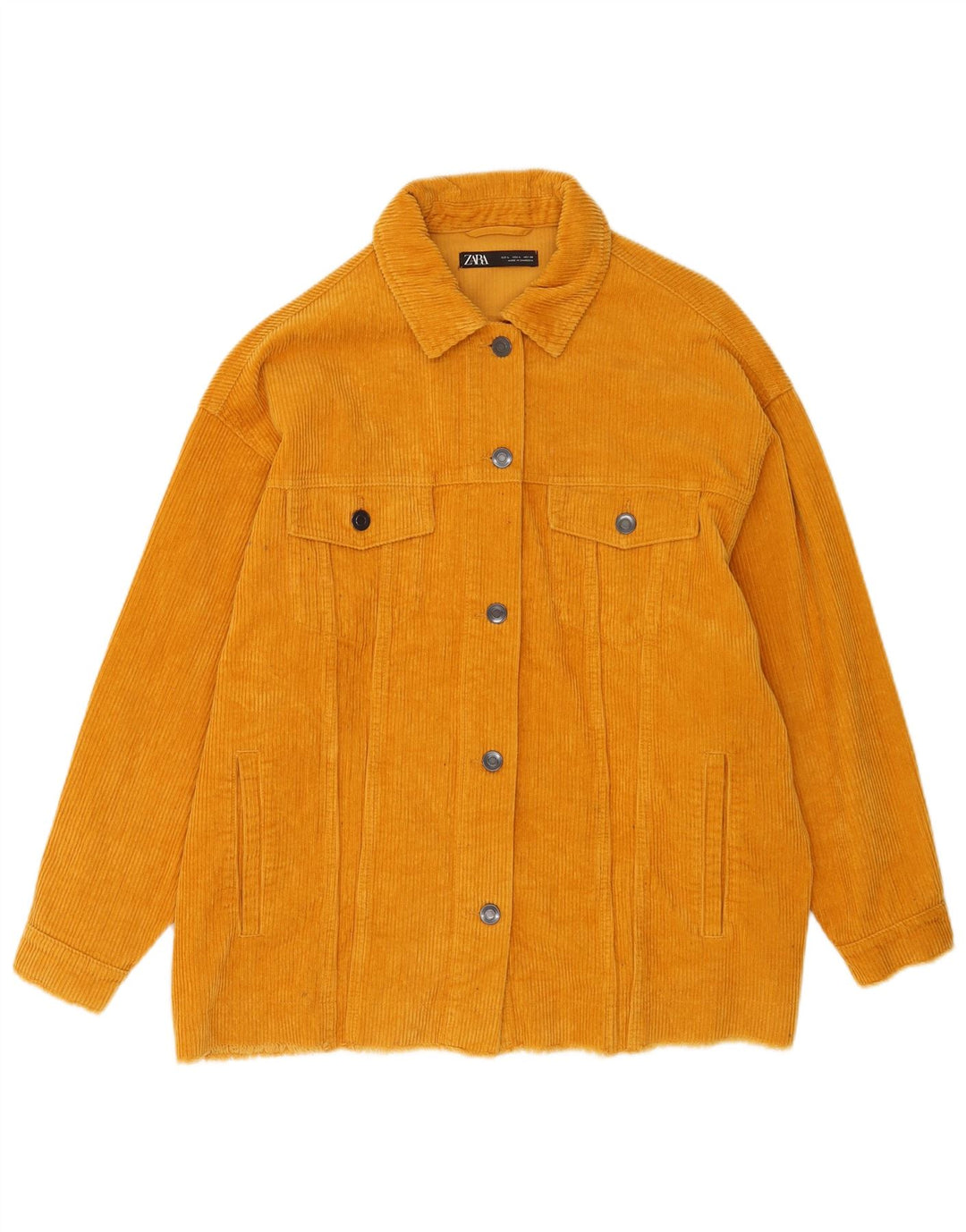 Giacca da donna oversize in velluto a coste Zara UK 16 grande in cotone giallo