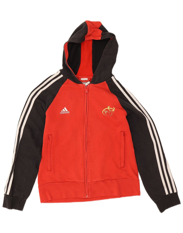 Maglione con cappuccio e zip da donna Adidas UK 14 Cotone color block rosso medio