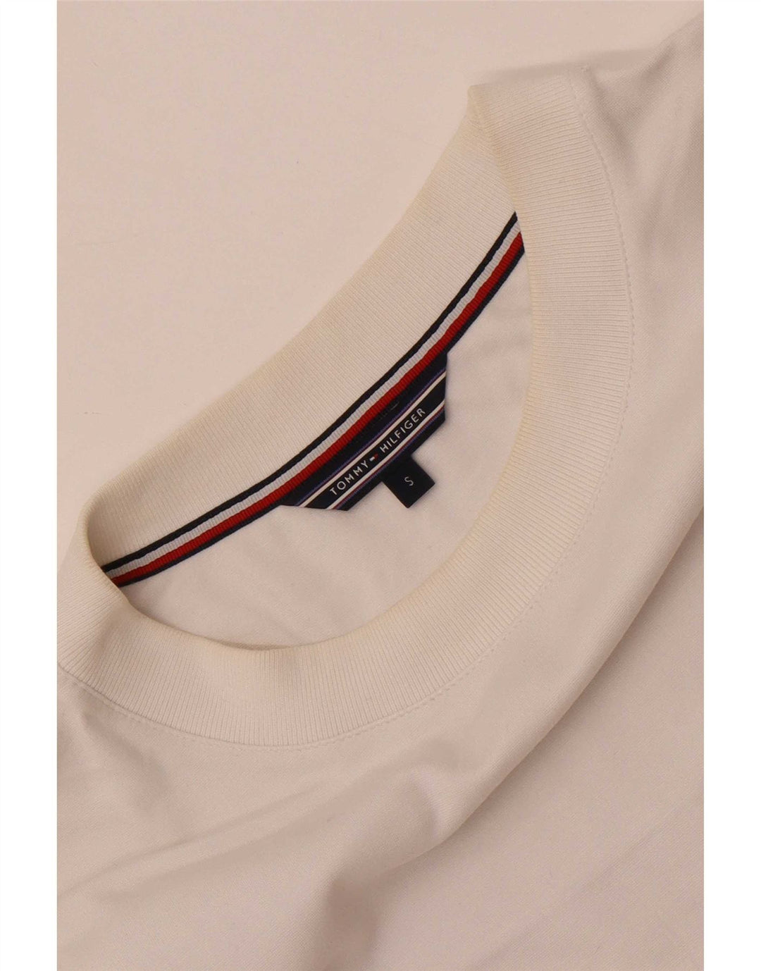 Tommy Hilfiger Top da donna manica 3/4 UK 10 Small White Striped