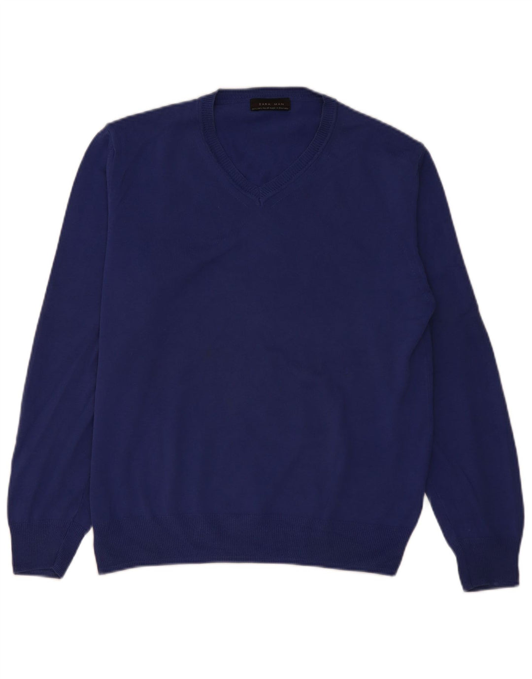 Maglione Zara da uomo con scollo a V grande blu