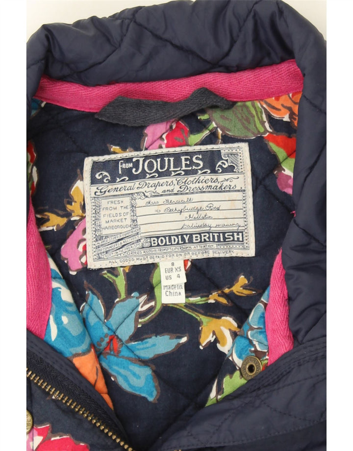 JOULES Womens Quilted Jacket UK 8 Small  Navy Blue Polyamide Vintage Joules and Second-Hand Joules from Messina Hembry 