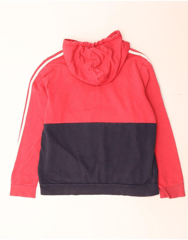 Felpa con cappuccio grafica da donna Adidas UK 20/22 XL Cotone color block rosso