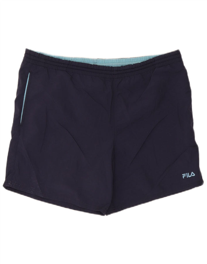 Pantaloncini sportivi da uomo Fila Large in poliestere blu navy