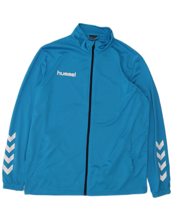HUMMEL Mens Graphic Tracksuit Top Jacket Large Blue Polyester
