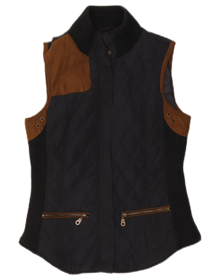 Gilet trapuntato da donna Zara UK 12 medio nero poliestere colorblock