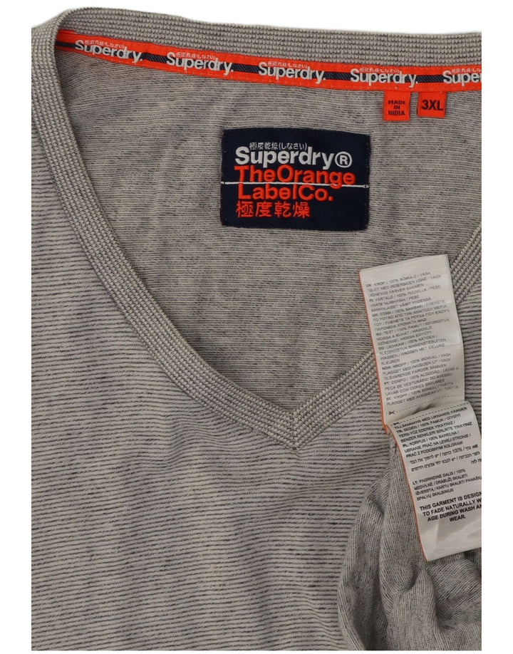 T-shirt da donna Superdry Top 3XL in cotone a righe grigie
