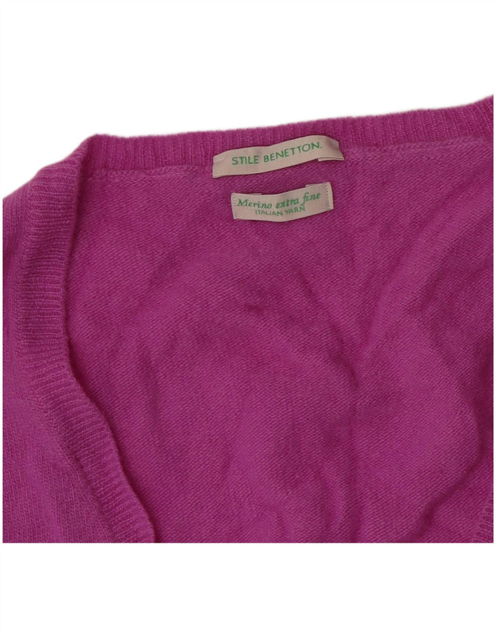 Maglione cardigan da donna Benetton UK 12 viola medio