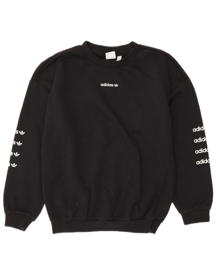 Felpa con grafica oversize da donna ADIDAS UK 8 piccola in cotone nero