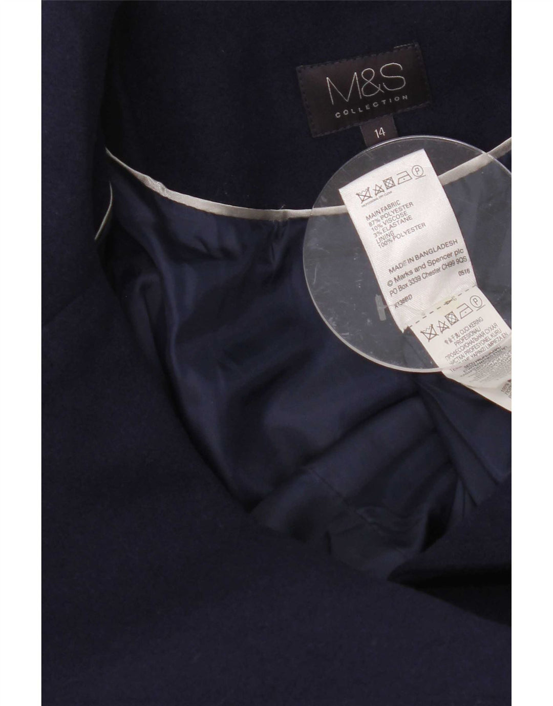 Cappotto da marinaio da donna Marks & Spencer UK 14 poliestere medio blu navy