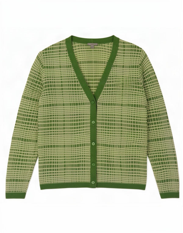 Cos Maglione cardigan da donna UK 14 Viscosa a righe verde medio