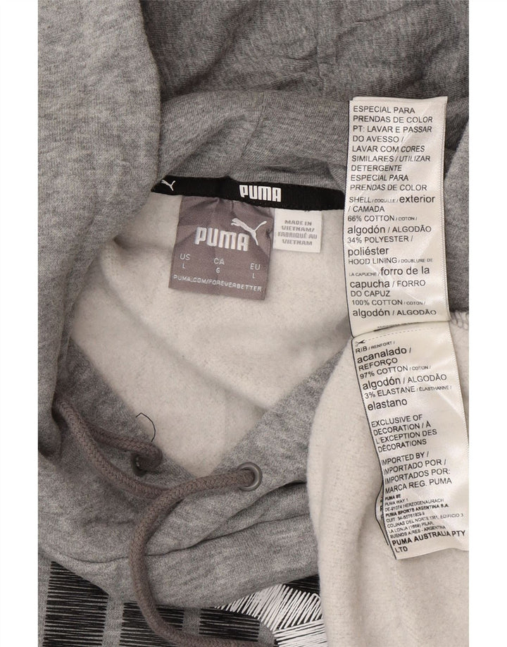 Felpa con cappuccio grafica da uomo PUMA grande in cotone grigio