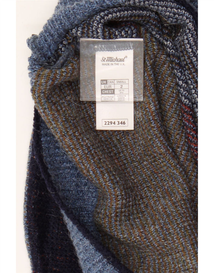 Maglione maglione girocollo da uomo St Michael piccolo acrilico geometrico blu