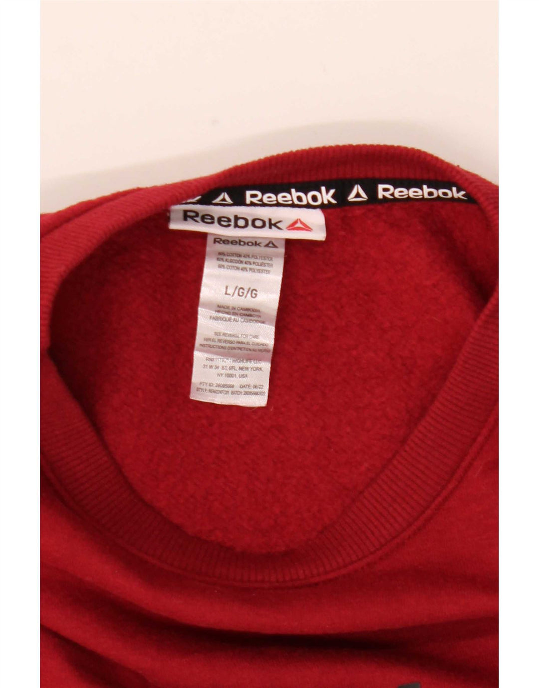 Felpa grafica Reebok da uomo, grande, in cotone rosso