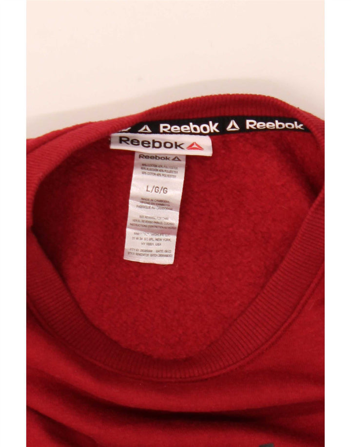 Felpa grafica Reebok da uomo, grande, in cotone rosso