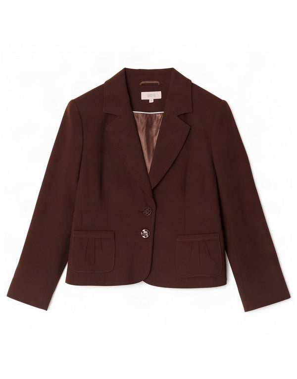 Giacca blazer a 2 bottoni Marks & Spencer da donna UK 16 grande poliestere marrone