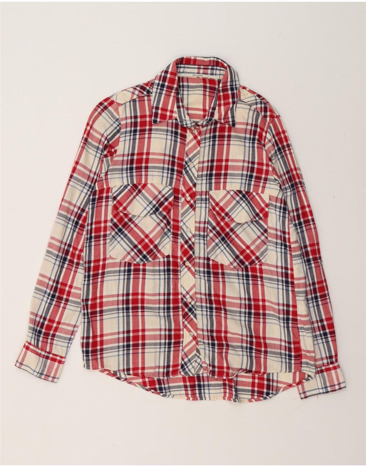 Camicia in flanella da donna Zara UK 14 Cotone a quadri rosso medio