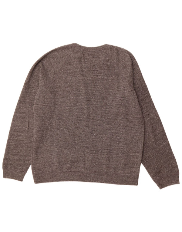 JACK WILLS Maglione girocollo con grafica da uomo XL in cotone chiazzato grigio