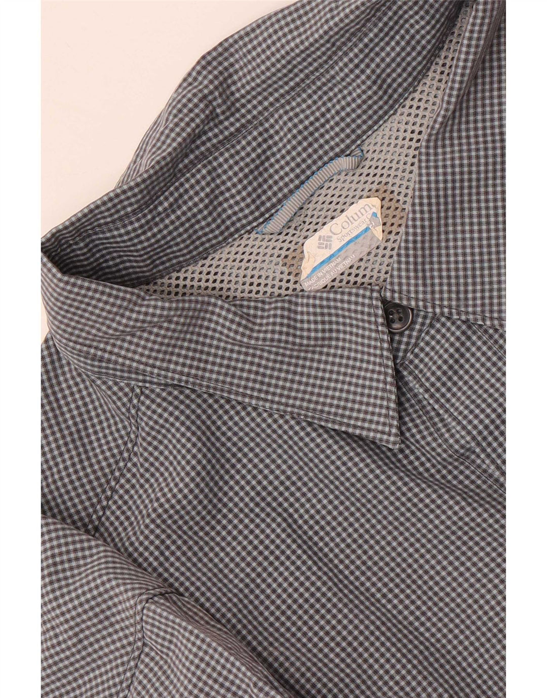 Camicia a maniche corte da uomo Columbia a quadri grigi grandi