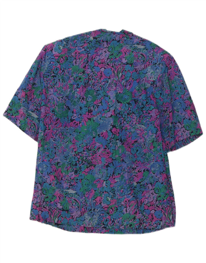Top camicetta da donna VINTAGE UK 12 floreale multicolore medio