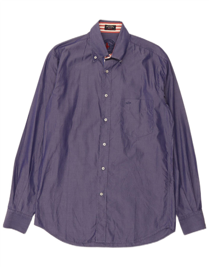 Camicia da uomo Paul & Shark taglia 40 cotone viola medio