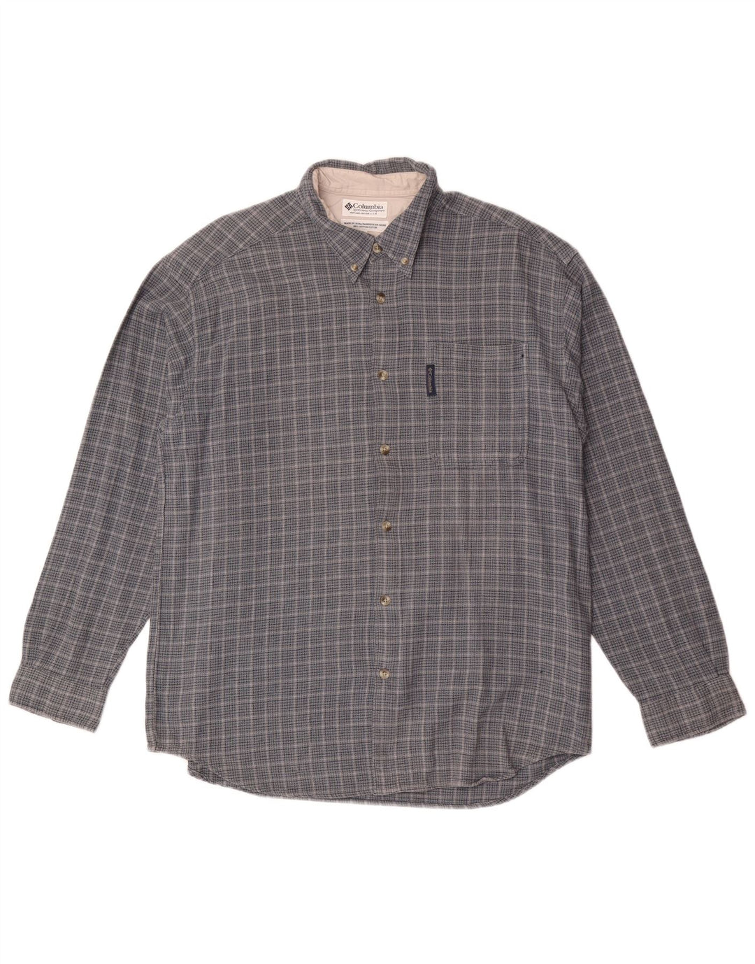 Camicia in flanella da uomo Columbia in cotone a quadri grandi blu