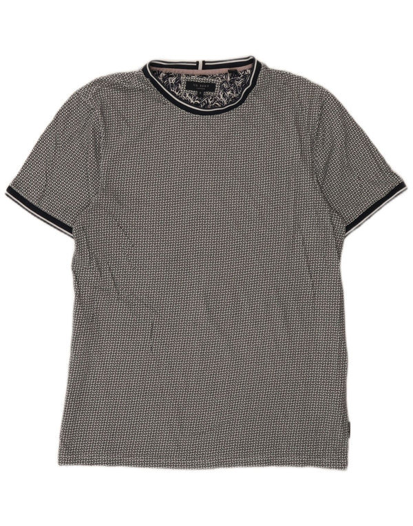 T-shirt da uomo Ted Baker taglia 3 media cotone maculato blu navy