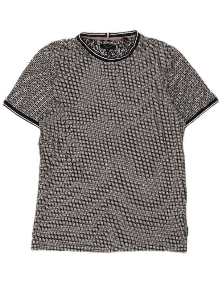T-shirt da uomo Ted Baker taglia 3 media cotone maculato blu navy
