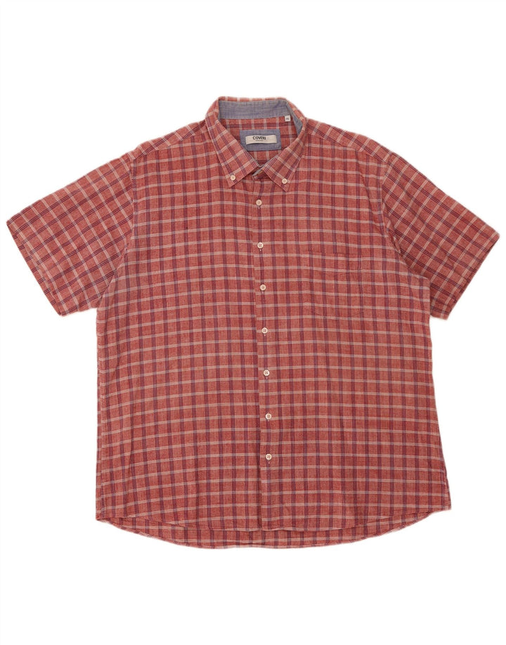 Camicia a maniche corte da uomo Coveri 3XL a quadri rossi
