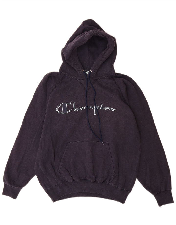 Felpa con cappuccio grafica da uomo Champion, cotone medio blu navy